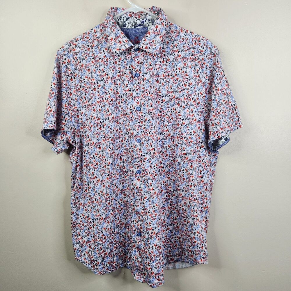 Robert Graham Mens Short Sleeve Big Cat AOP Classic Fit Button Down 2XL